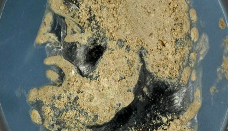 1,3 santim çapında antik yüzük taşı bulundu