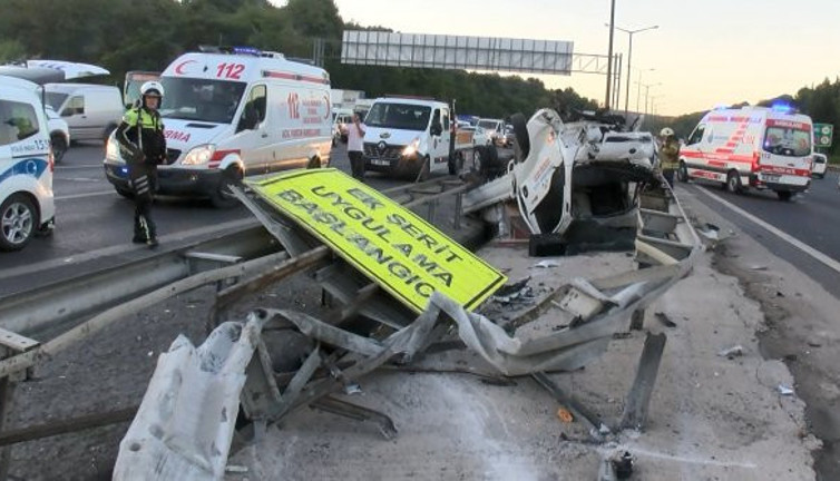 Kamyonetin içinden fırlayıp kanala uçtu