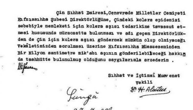 2011’de aşı üretim merkezi kapatılan Hıfzısıhha Atatürk ölmeden Çin’e karşılıksız 1 milyon aşı göndermişti
