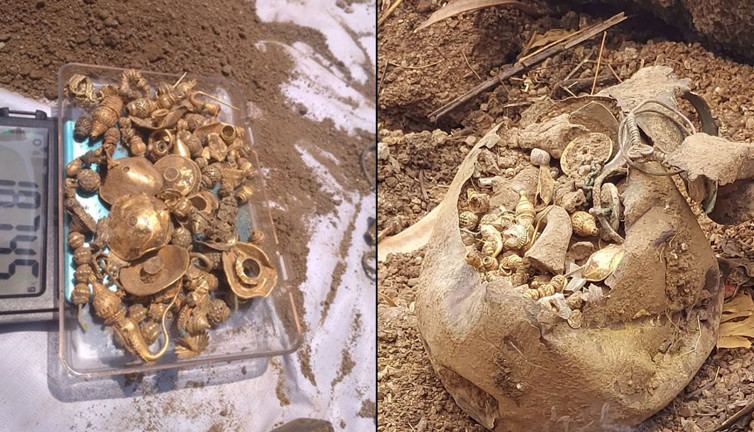 Temel kazısında ortaya çıktı. Köylü kazmayı vurdu küpün içinden çıkanlar çıldırttı