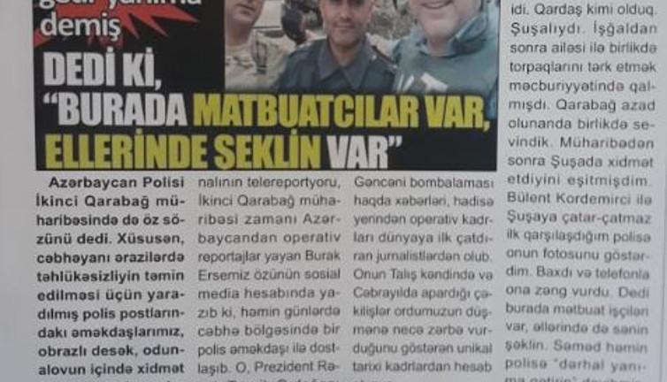 Yeniçağ'ın haberi Azerbaycan Polis Gazetesi’nde de haber oldu