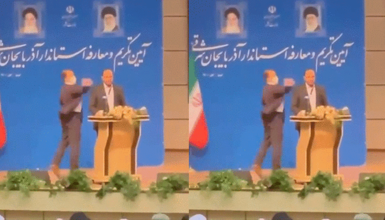 Kürsüde konuşan Tebriz Valisi'ne tokat. Sebebi Türkçe konuşmaması mı