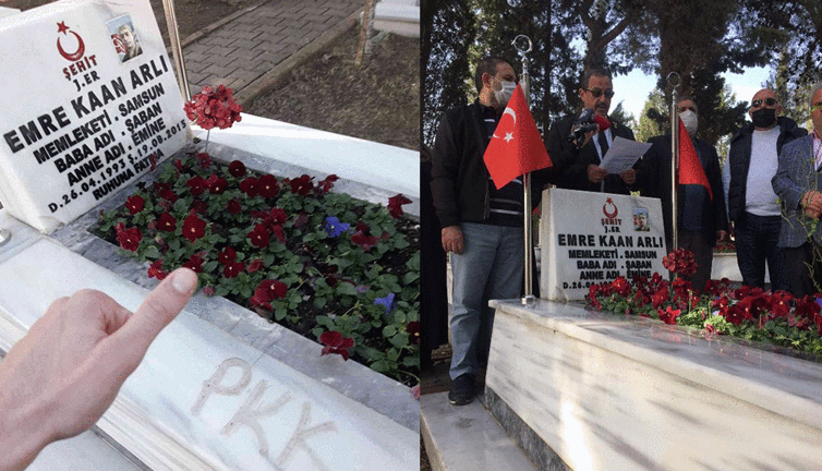 Kalleş PKK'dan şehit mezarına saldırı. Bulun bu alçakları