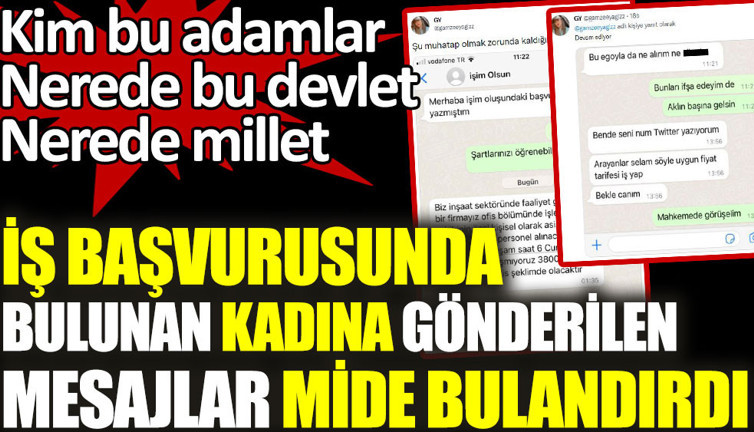 İş başvurusunda bulunan kadına gönderilen mesajlar mide bulandırdı