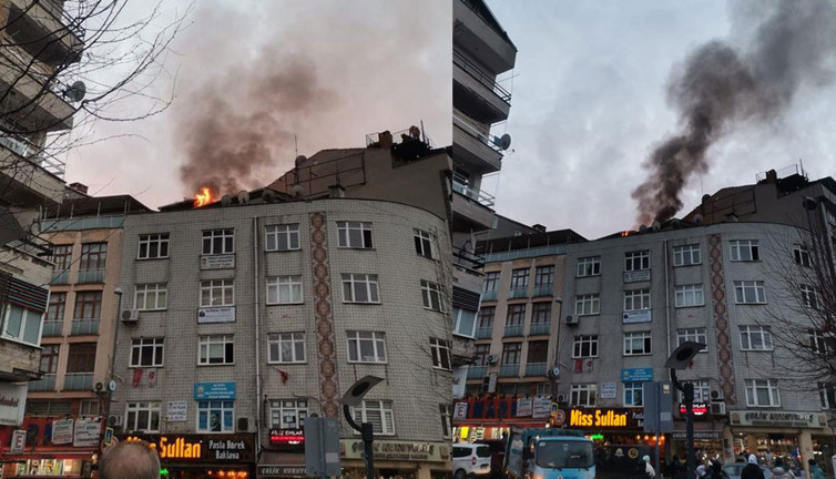 Kağıthane'de çatı yangını