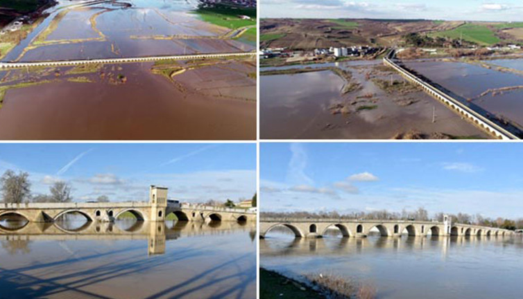 Meriç ve Tunca nehirlerinde su seviyesi 4 kat arttı. Turuncu alarm veriliyor