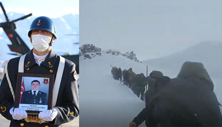 Kahraman Ayberk Soyutemiz bu şartlar altında vatanı koruyordu! Şehidin cenazesini almak için küreklerle yola çıktılar