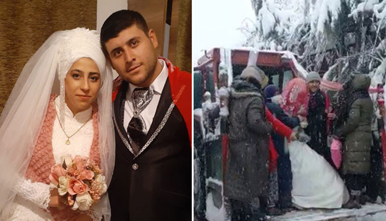 Düğün için yol böyle aşıldı