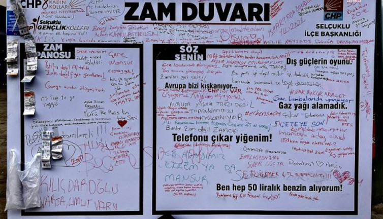 Zam duvarı kuruldu söz millete verildi, AKP’nin oy deposu Konya’da zamlar duvara yazıldı