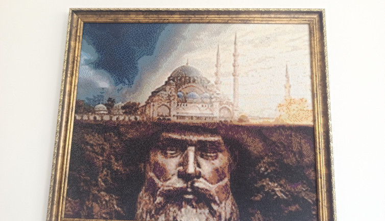 Kristal taşlardan tablo yaptı!