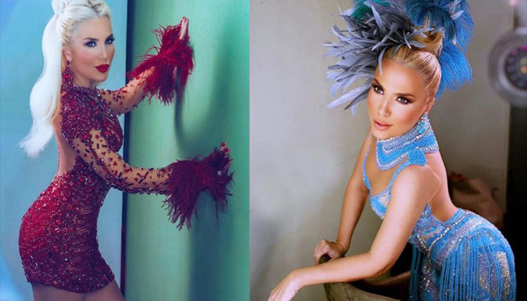 Derin dekoltesiyle izleyenlerin nefesini kesti