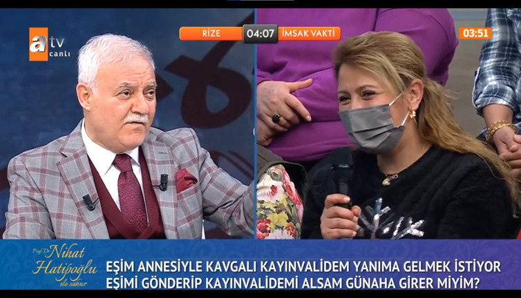 Nihat Hatipoğlu gelen soru karşısında şok oldu, kadına "Sen şimdiden savunmanı yap" dedi