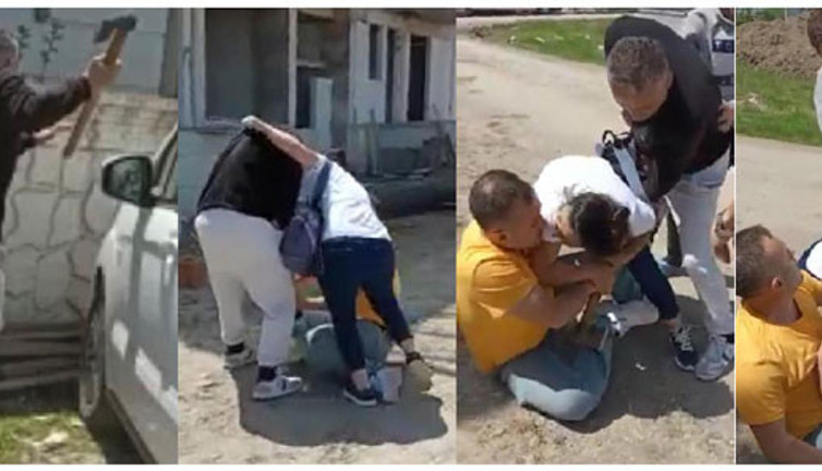 Polis memuruna baltayla saldırdı, eşi kendini siper etti