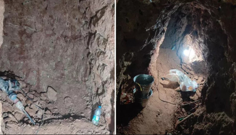 1500 yıllık arkeolojik sit alanında kaçak kazı yapan 5 kişi, 14 metre derinlikteki tünelde yakalandı