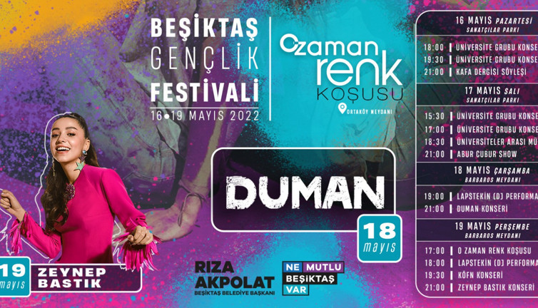 Beşiktaş Belediyesi 19 Mayıs Gençlik Festivali programı