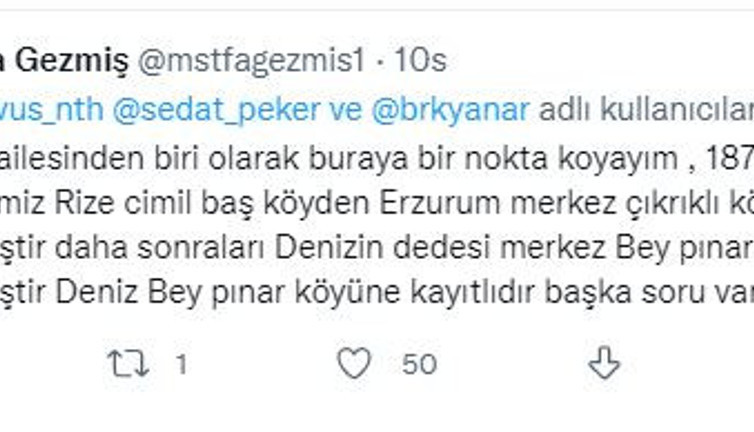 Deniz Gezmiş Rizeli mi Erzurumlu mu ailesi açıkladı. Sedat Peker’in adamı Deli Çavuş tartışma başlatmıştı