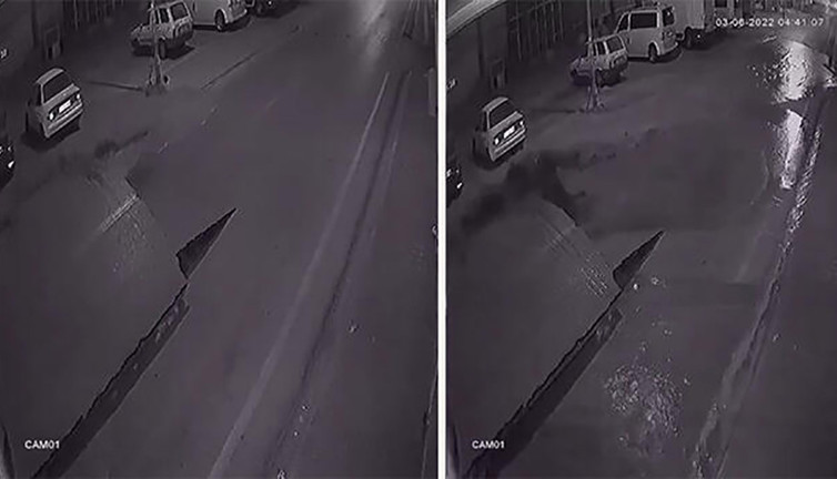 Yol karpuz gibi yarıldı, içinden çıkanlar caddeyi kapladı! İzleyenlerin tüyleri diken diken oldu…