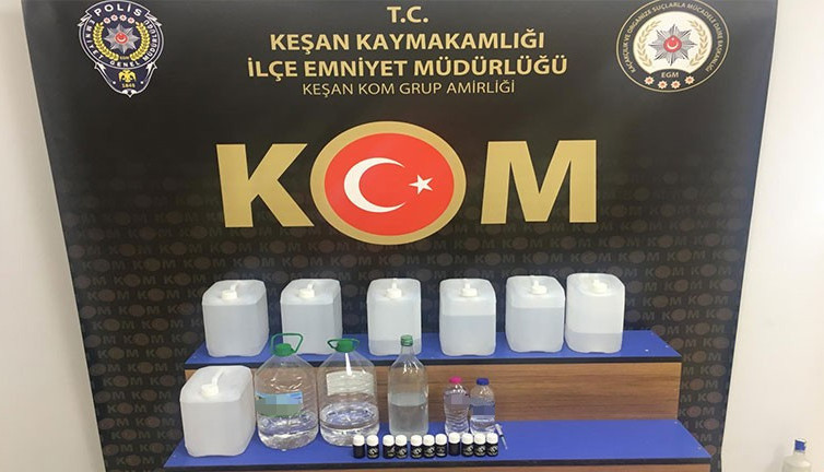 Edirne'de sahte içki imalatı yapan eve operasyon