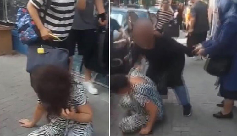 Kadından kadına AIDS dayağı. Adım adım takip etti. Sokak ortasında dövüp yerde sürükledi