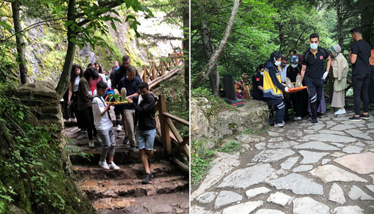 Sümela Manastırı’na gidilen yolda taş düştü! Yaralılar var…