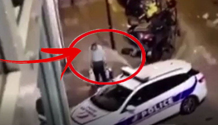 Fransız polisinden insafsız saldırı. Kaldırımda bekleyen adama gaz yaşartıcı gaz boca etti