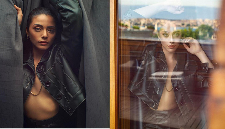 Sıla Türkoğlu'ndan pencere önünde cesur pozlar