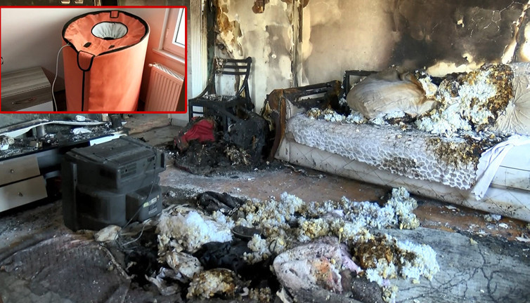 'Portatif saunadan' çıktığı iddia edilen yangın daireyi kül etti