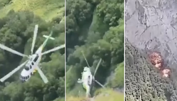Gürcistan'da helikopter düştü 8 ölü düşüş anı saniye saniye kameraya yansıdı