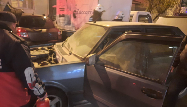 LPG'li otomobil bir anda alev aldı