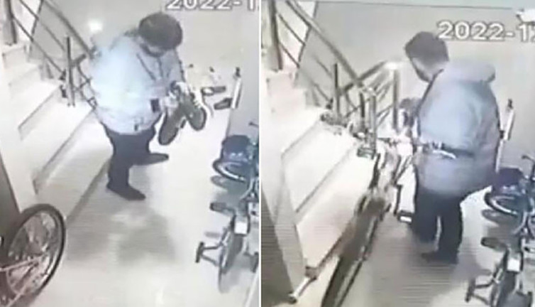 Pes dedirten hırsızlık! Ayakkabıyı kokladı, bisikleti çaldı