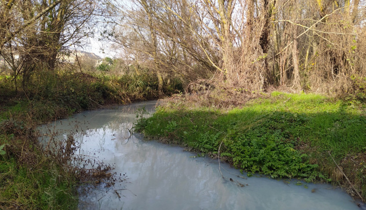 Çatalca'daki Muratbey Deresi'nde alarm! Suyun rengi maviye döndü
