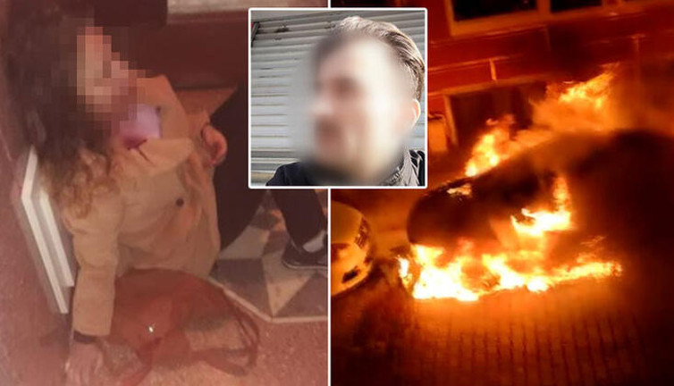 Neron dehşeti. Eski eşini dövdü engel olmak isteyenlerin araçlarını ateşe verdi