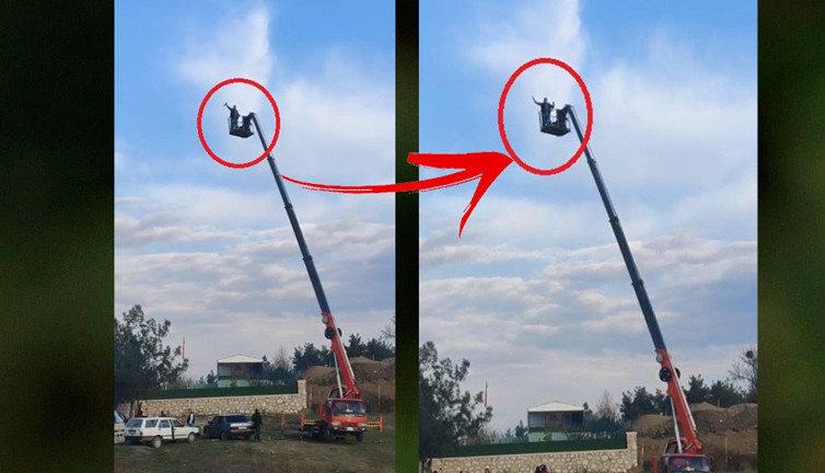 Vay maganda vay. Alkol alıp vincin tepesine çıkıp ateş etti