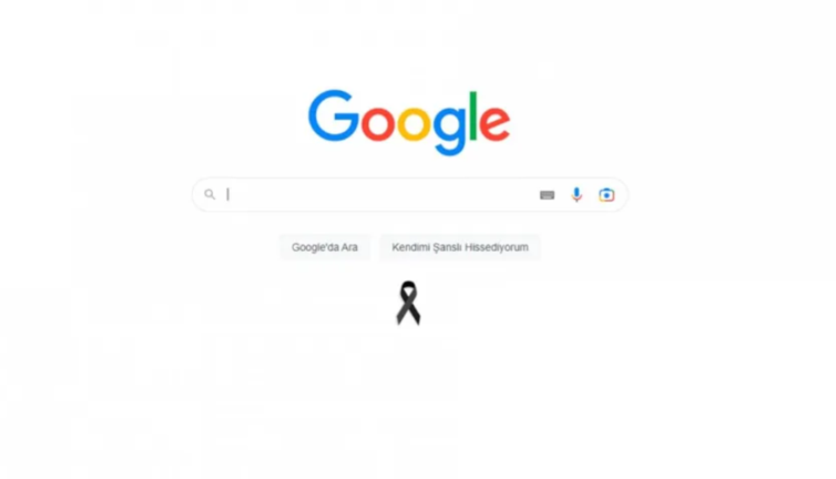Google'dan Türkçe ana sayfasına siyah kurdele (08 Şubat 2023)