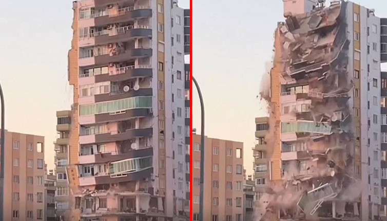 11 katlı bina böyle yıkıldı. Topluca mezarlıktan izlediler