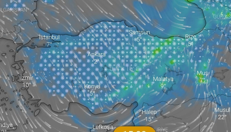 Kar yağışı yurt genelinde etkili oluyor. Şu an tüm Türkiye bu halde