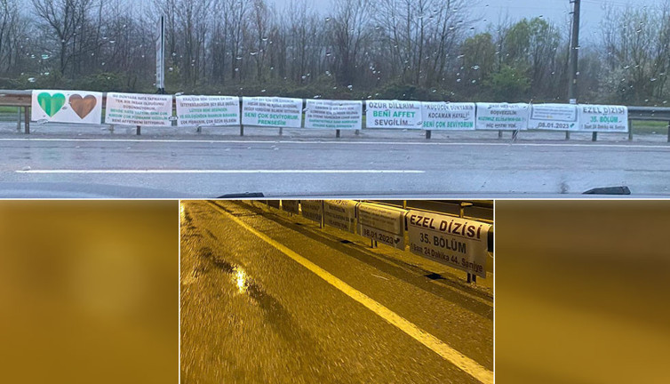 Affedilmeyi bekleyen aşık yol kenarını pankartlarla donattı. Son çareyi Ezel dizisinde buldu