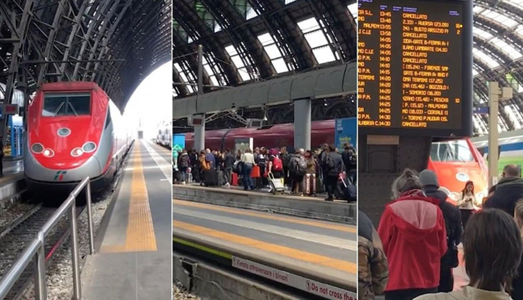 İtalya'da devlet demir yolu firmasının çalışanları greve gitti