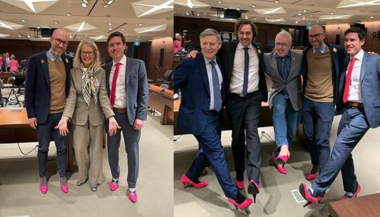 Kanadalı erkek milletvekilleri parlamentoya pembe topuklu ayakkabılarla geldi