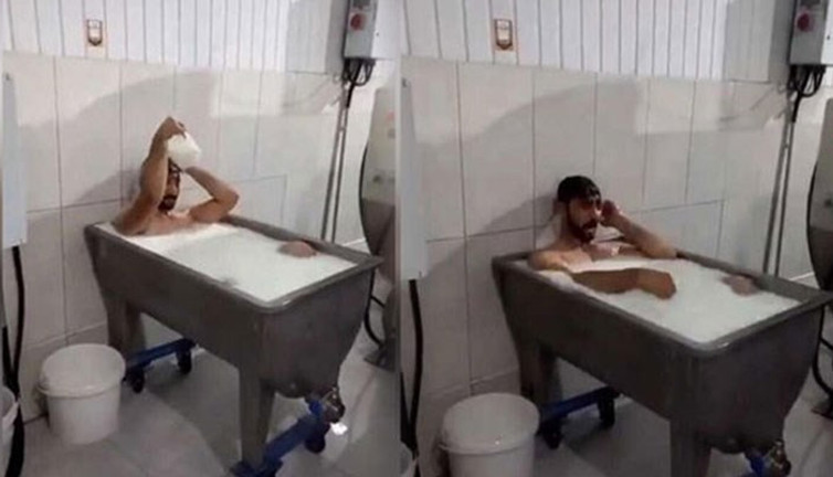 Türkiye günlerce bu görüntüleri konuşmuştu. Süt banyosuyla olay yaratan işçiden hakaret davası