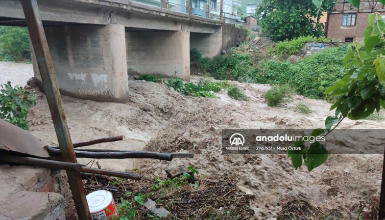 Bursa'da taşan dere evlere ve tarım alanlarına doldu