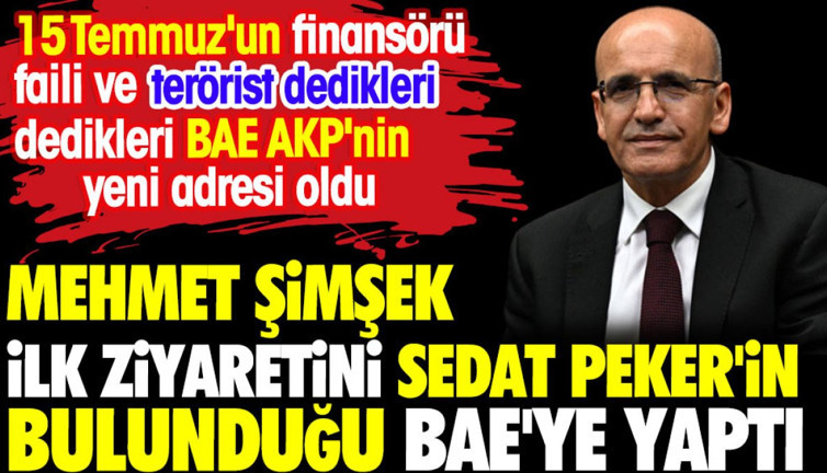 Sedat Peker'in bulunduğu BAE'ye Mehmet Şimşek ilk ziyaretini yaptı. 15 Temmuz'un finansörü terörist demişlerdi