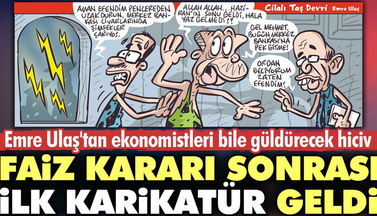 Faiz kararı sonrası ilk karikatür geldi. Emre Ulaş'tan ekonomistleri bile güldürecek hiciv