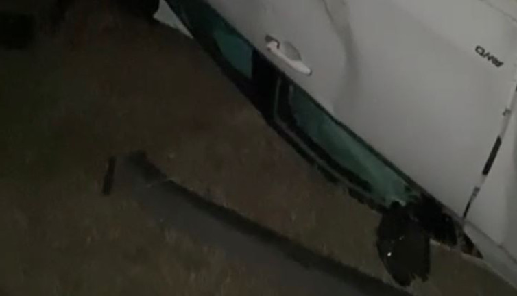 Domuza çarpan araç takla attı