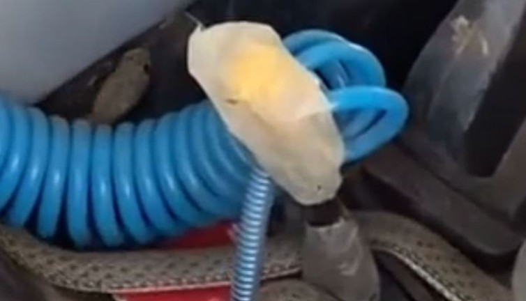 Yılan traktöre girdi. Köylü dondu kaldı