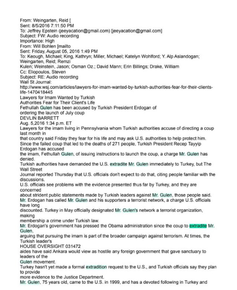 Epstein belgelerinden FETÖ çıktı: Gülen bizzat mail attırdı - Resim : 1