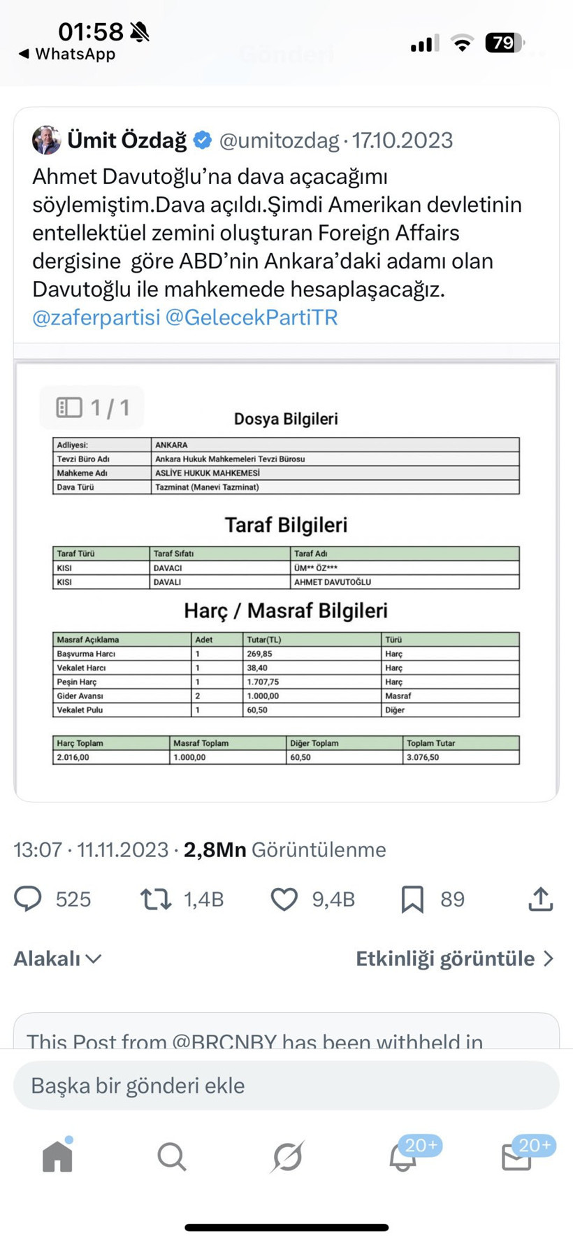 Ümit Özdağ’dan Ahmet Davutoğlu’na: Bebecan’ı da al gel! Günün polemiği... - Resim : 1