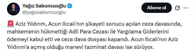 Acun Ilıcalı mahkemede Aziz Yıldırım'ı yendi - Resim : 1