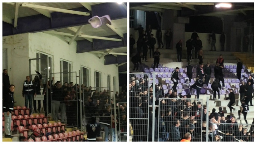Tribünde ortalık karıştı, koltuklar havada uçuştu - Resim : 1