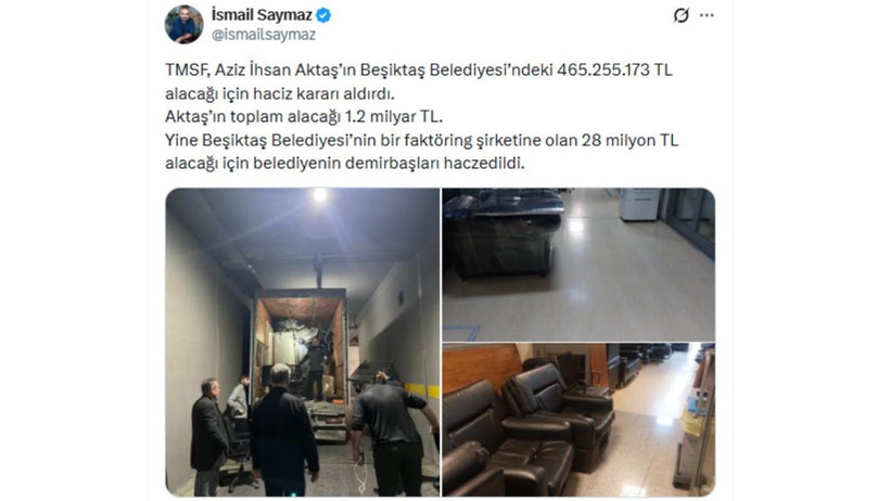 Beşiktaş Belediyesi'ne haciz: Alacaklı Aziz İhsan Aktaş - Resim : 1